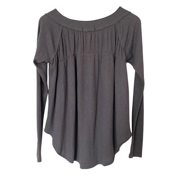FREE PEOPLE We The Free Must Have Waffle Thermal Henley Top Gray, Size Small - Picture 5 of 13